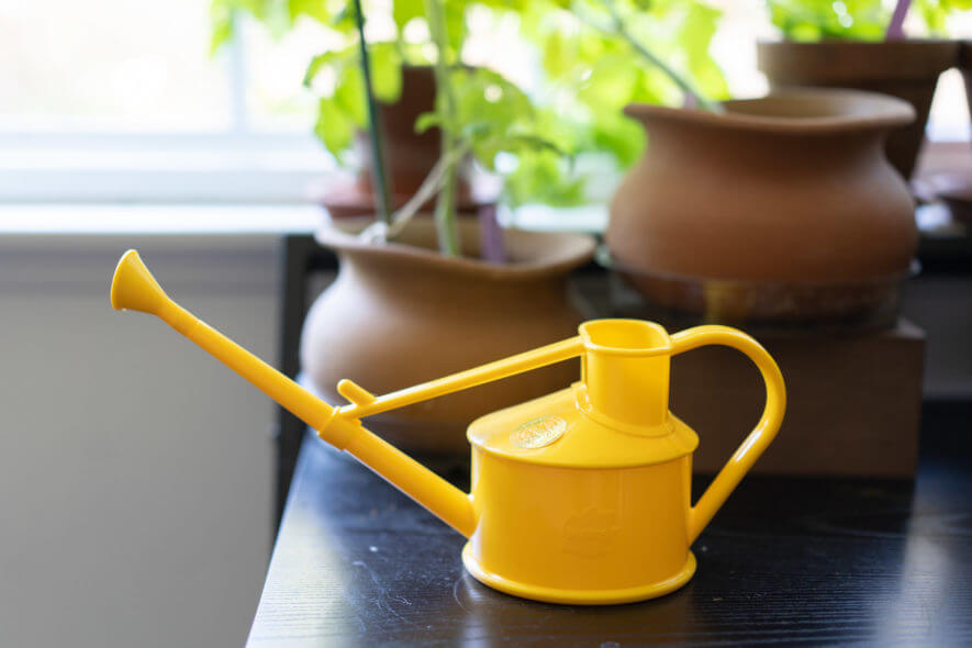 Haws - yellow plastic watering can